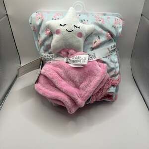 le bébé FAVORITE Floral Soft Plush Blanket & Star Blankie Pal Set 30x40 NWT